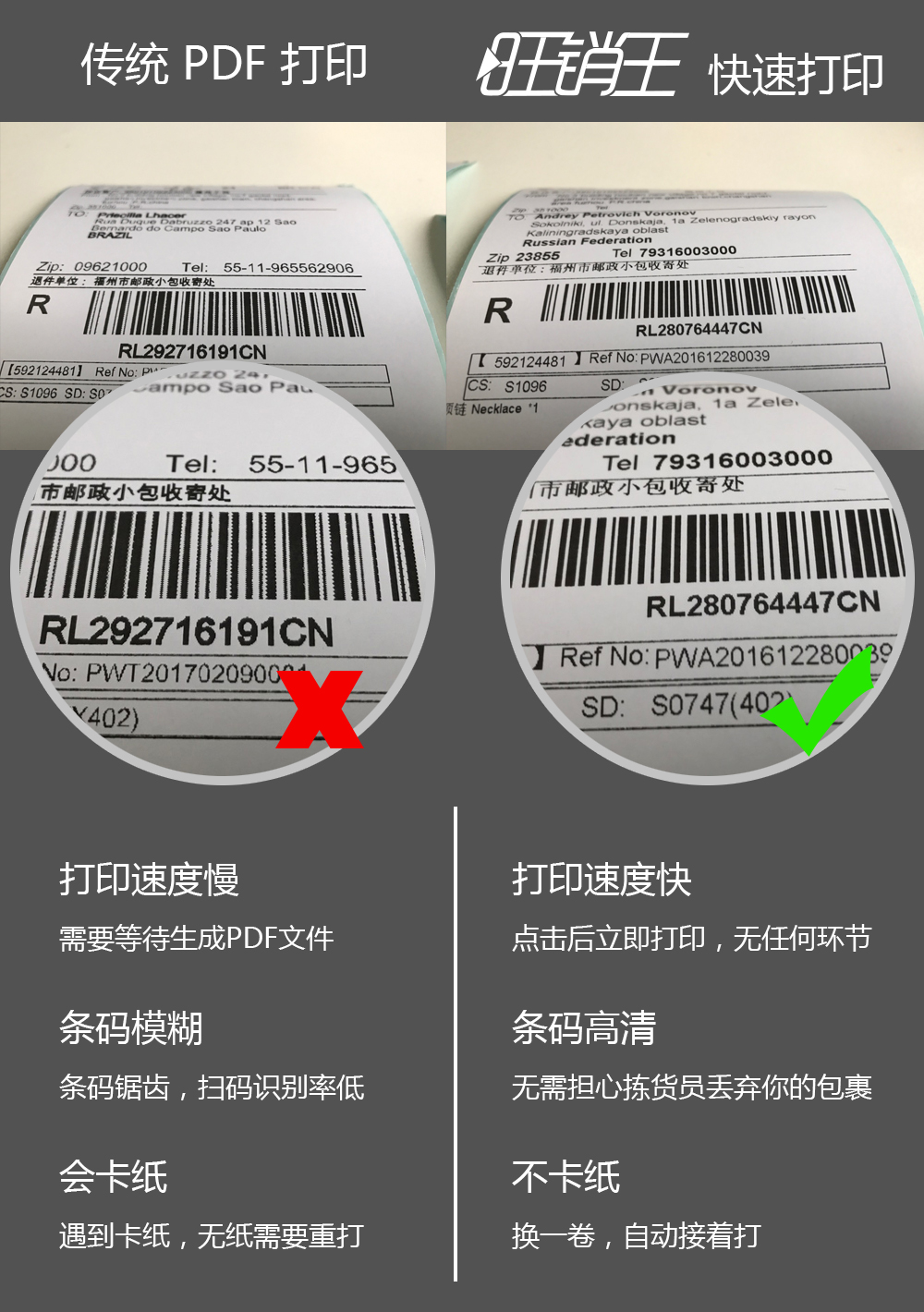 如何使用旺销王打印高清条码面单，不模糊就不丢件